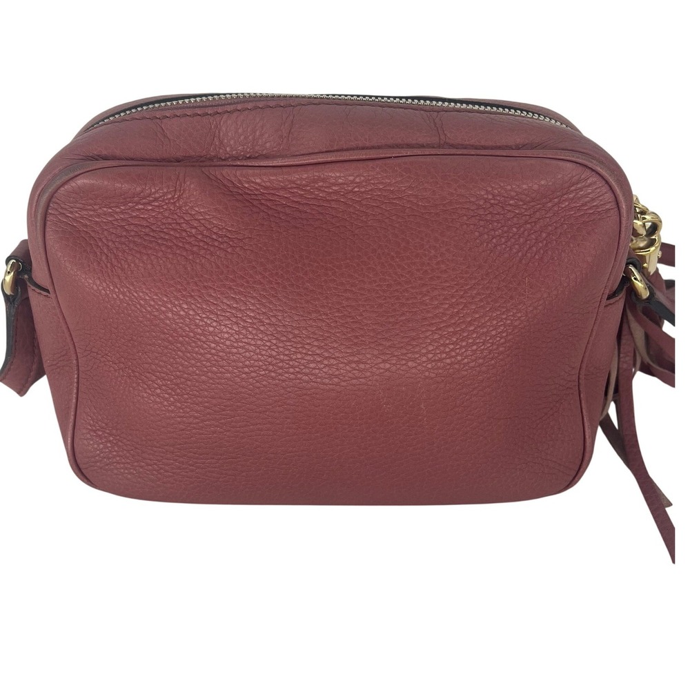 Gucci Soho Disco Crossbody Bag Pink Pebbled Leather Tassel Shoulder Bag - Picture 12 of 16